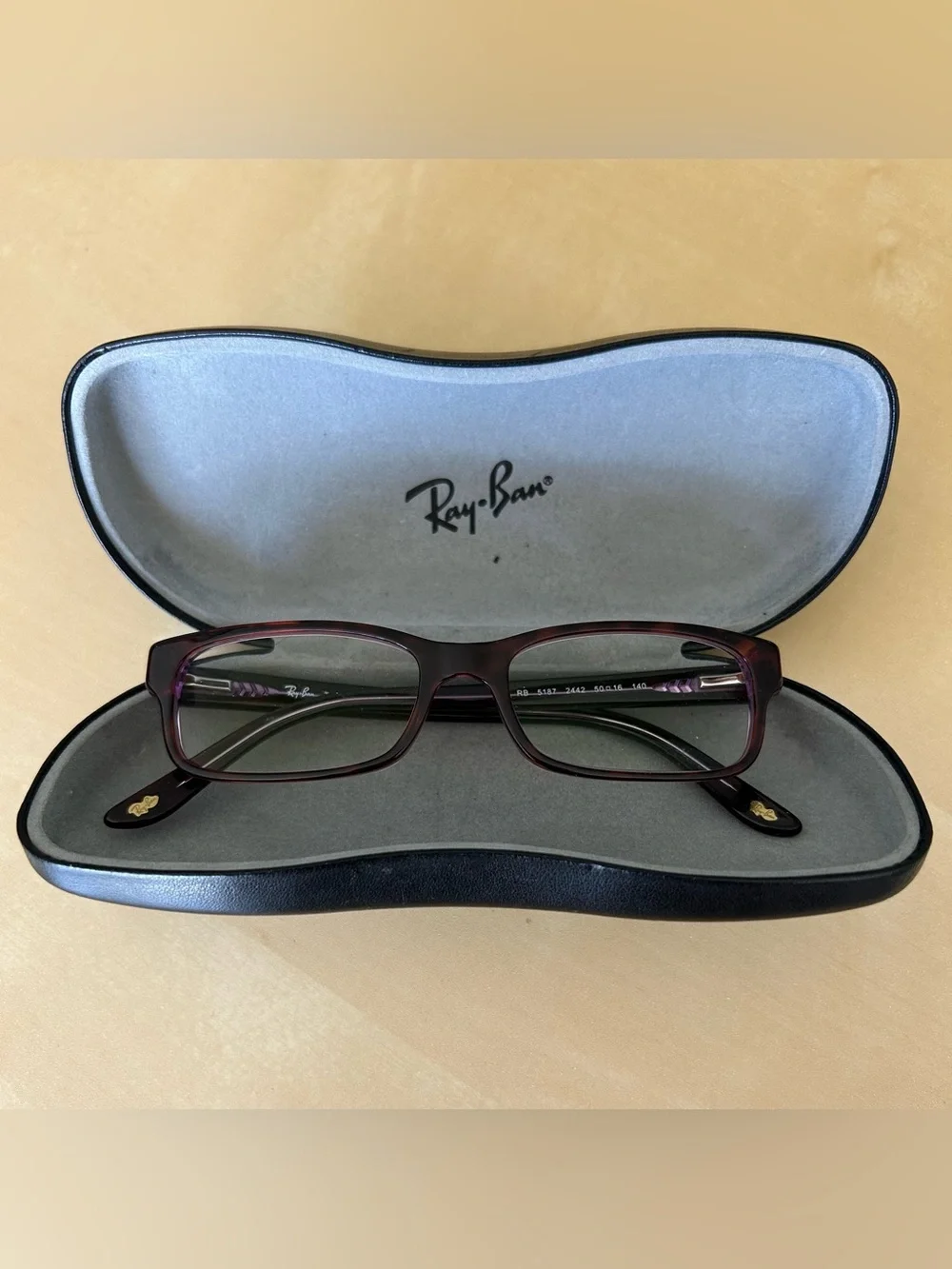 Ray-Ban RB5187 2442 Eyeglasses Frames Purple Tortoise Rectangular 50-16-140